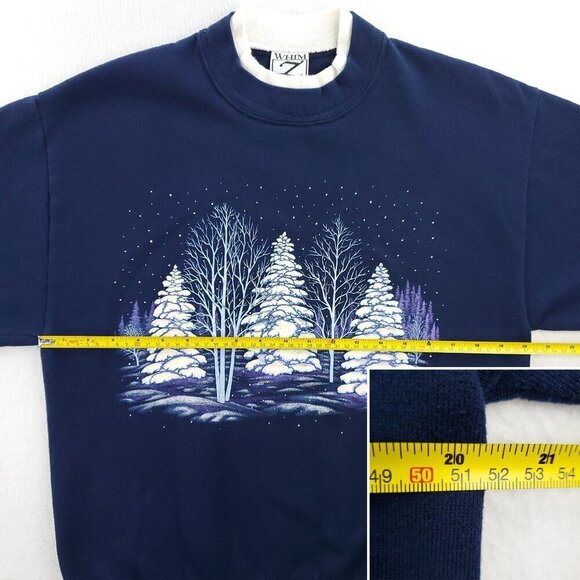 Whim Z Vintage Grandma Sweatshirt Glitter Double Crewneck Snow Trees Medium - Picture 8 of 15